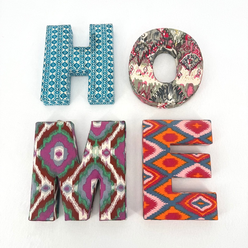 Unbranded HOME Wall Letters Decor Multicolor Fabric Ikat Geometric Pattern 8"